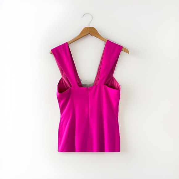NWT Jay Godfrey Womens Deep V Midi Cocktail Party Dress Sz‎ 10 Fuschia - Picture 8 of 13